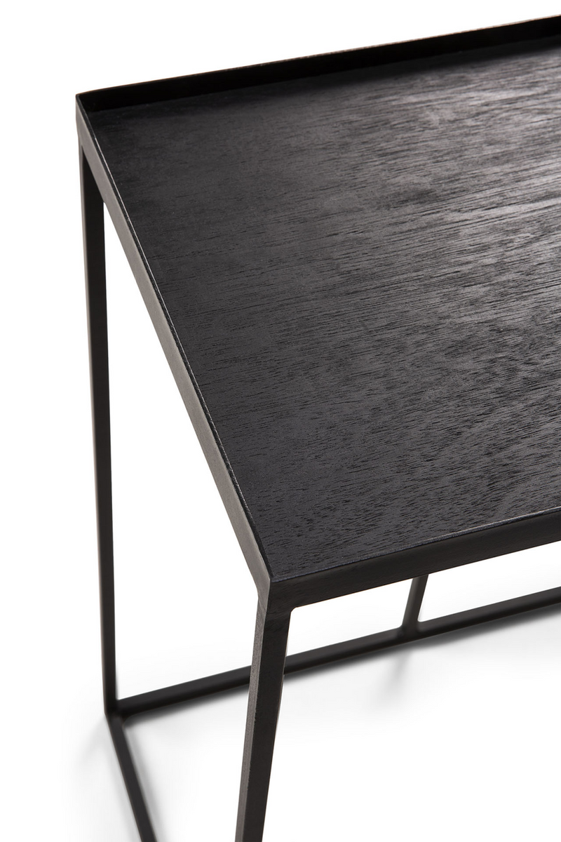 Black C-Shaped Side Table | Ethnicaft Tray | OROA TRADE