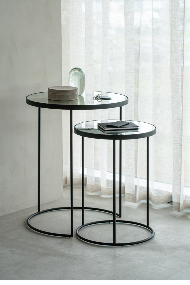 Round Nesting Side Table Set (2) | Ethnicraft Mirrored | Oroatrade.com