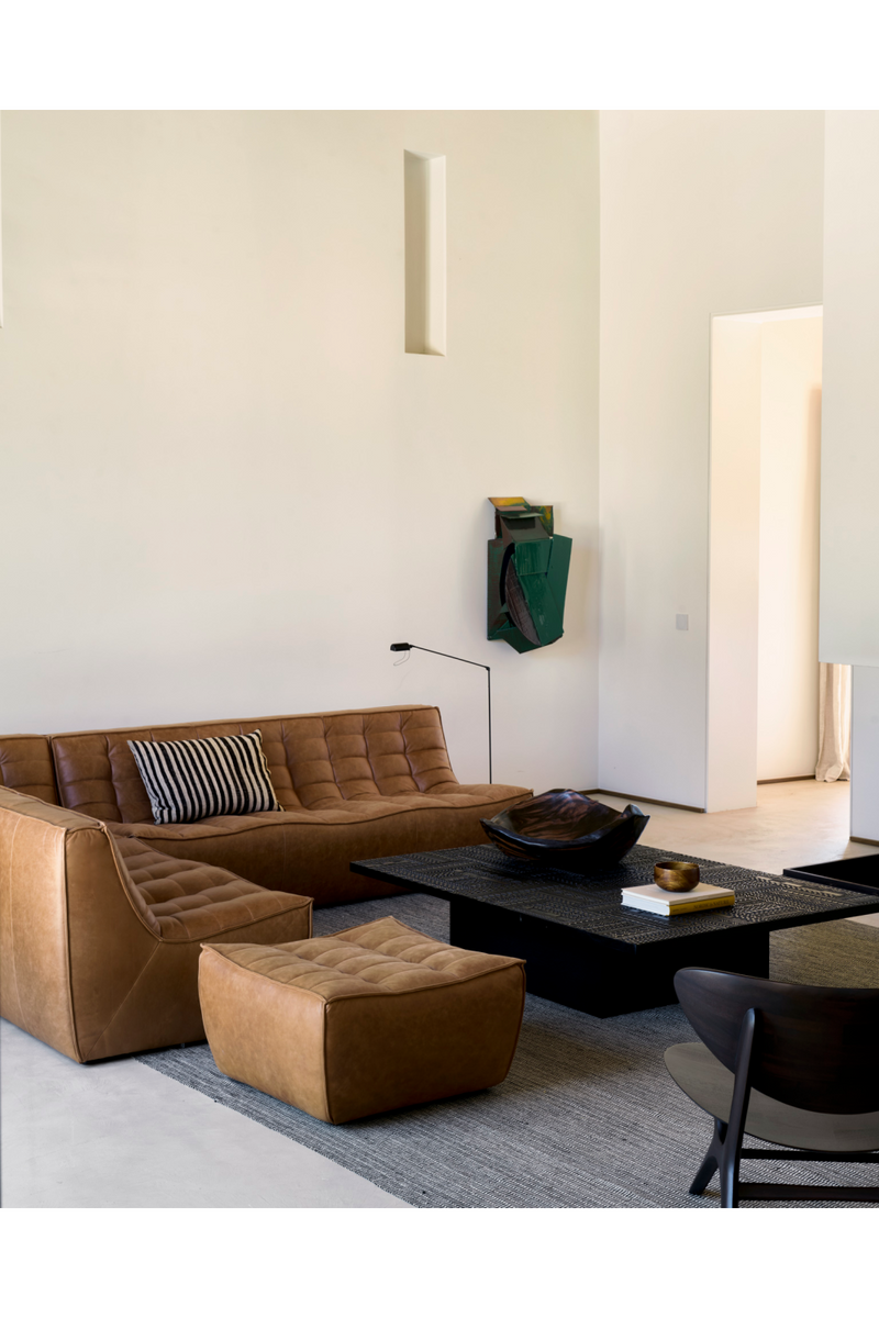 Brown Leather 2-Seater Modular Sofa | Ethnicraft N701 | Oroatrade.com