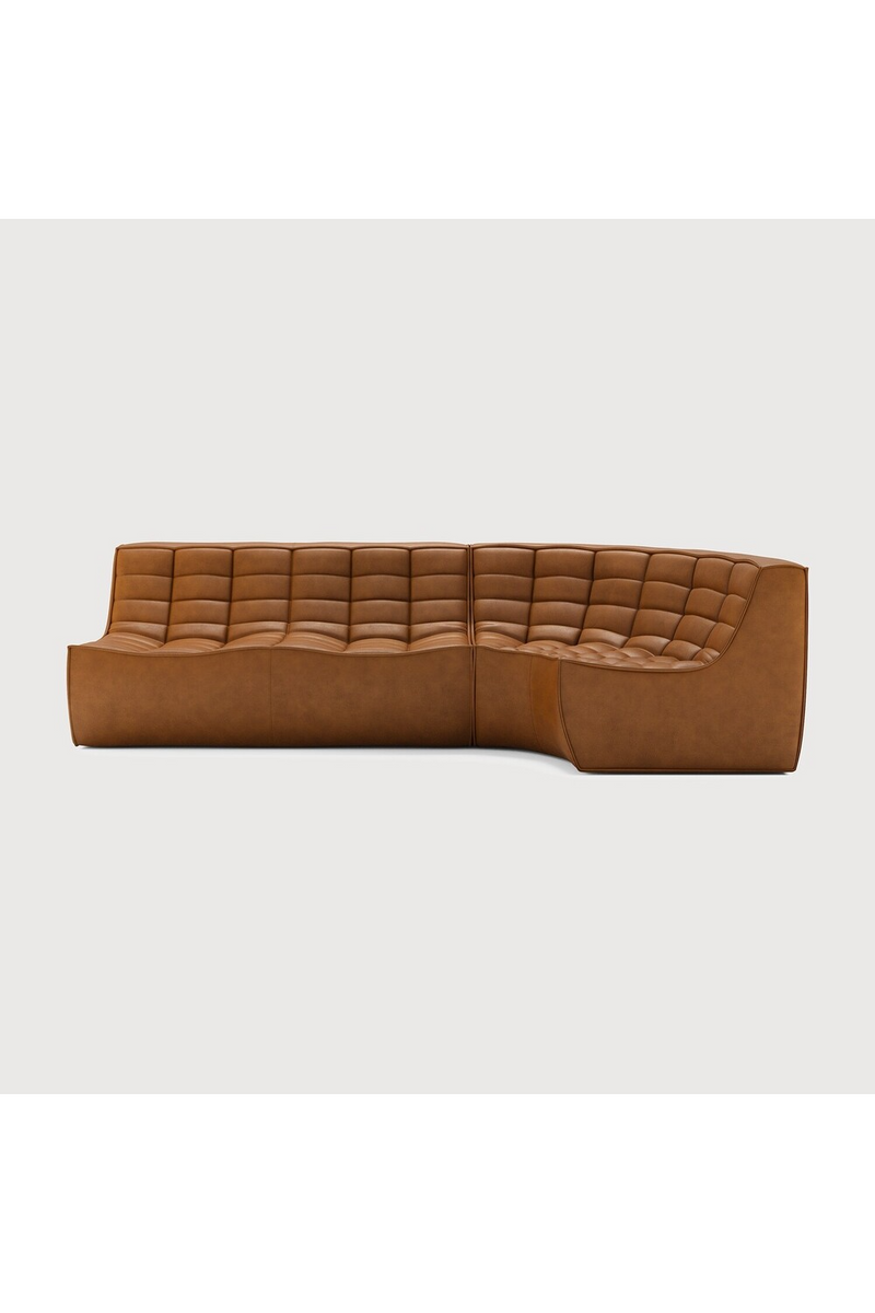 Brown Leather 2-Seater Modular Sofa | Ethnicraft N701 | Oroatrade.com