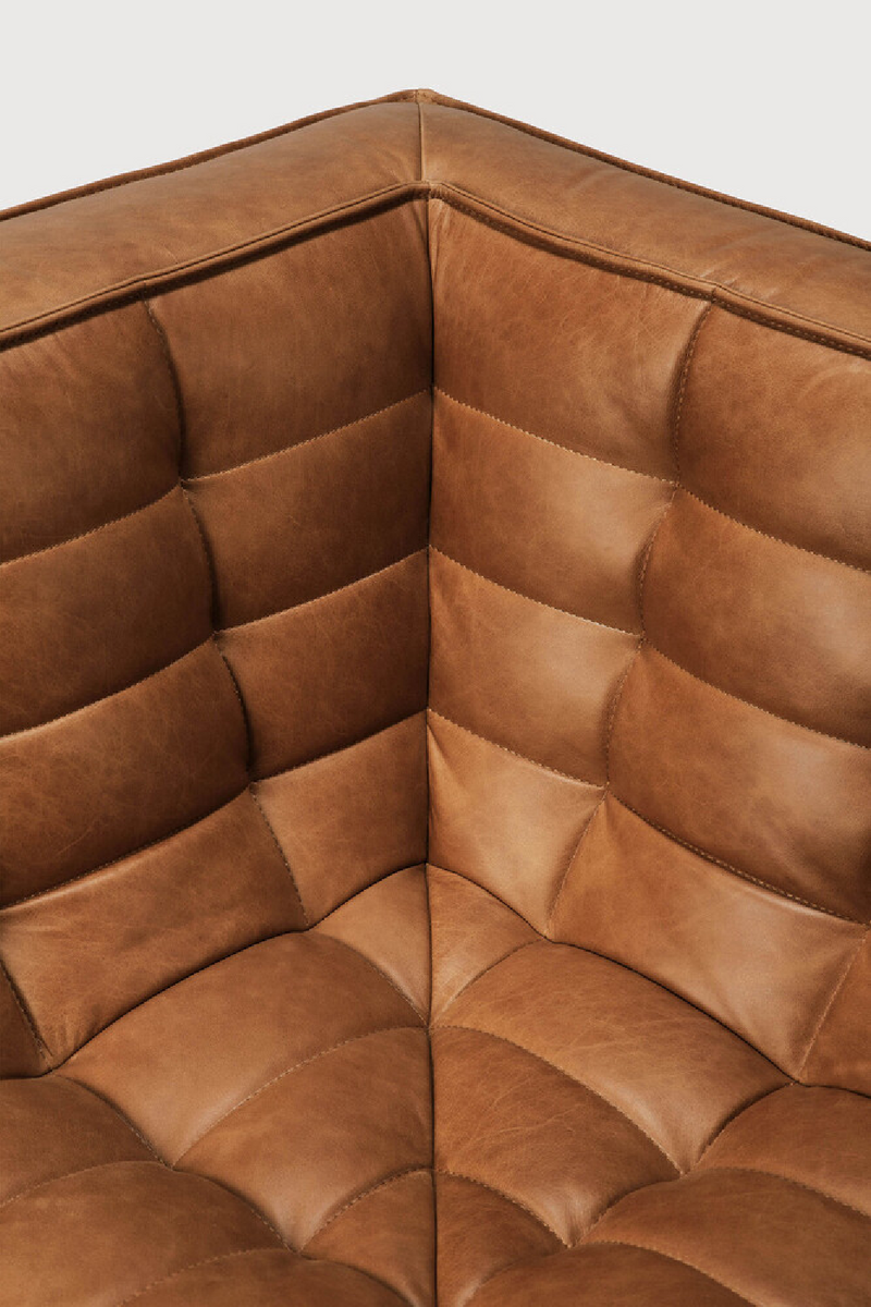 Brown Leather 2-Seater Modular Sofa | Ethnicraft N701 | Oroatrade.com