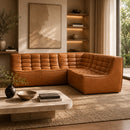 Brown Leather Modular Sofa Set | Ethnicraft N701