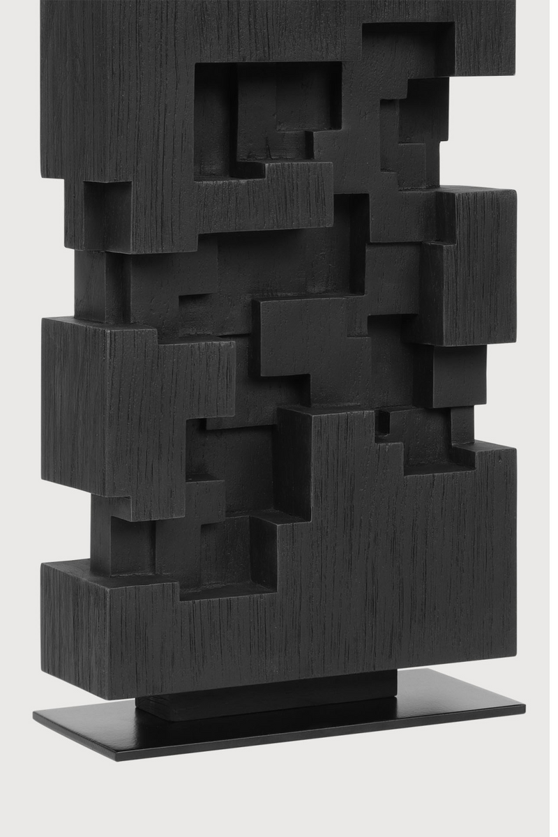 Black Teak Abstract Sculpture | Ethnicraft Stele | Oroatrade.com