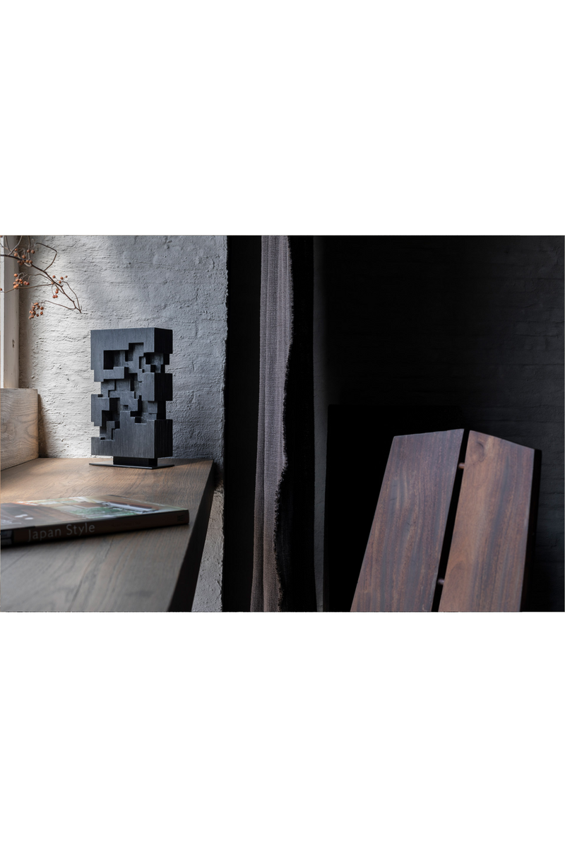 Black Teak Abstract Sculpture | Ethnicraft Stele