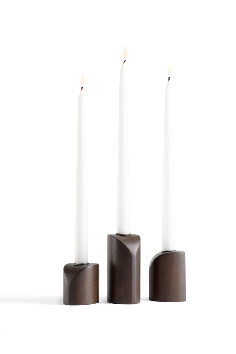 Brown Mahogany Candle Holders (3) | Ethnicraft PI | Oroatrade.com
