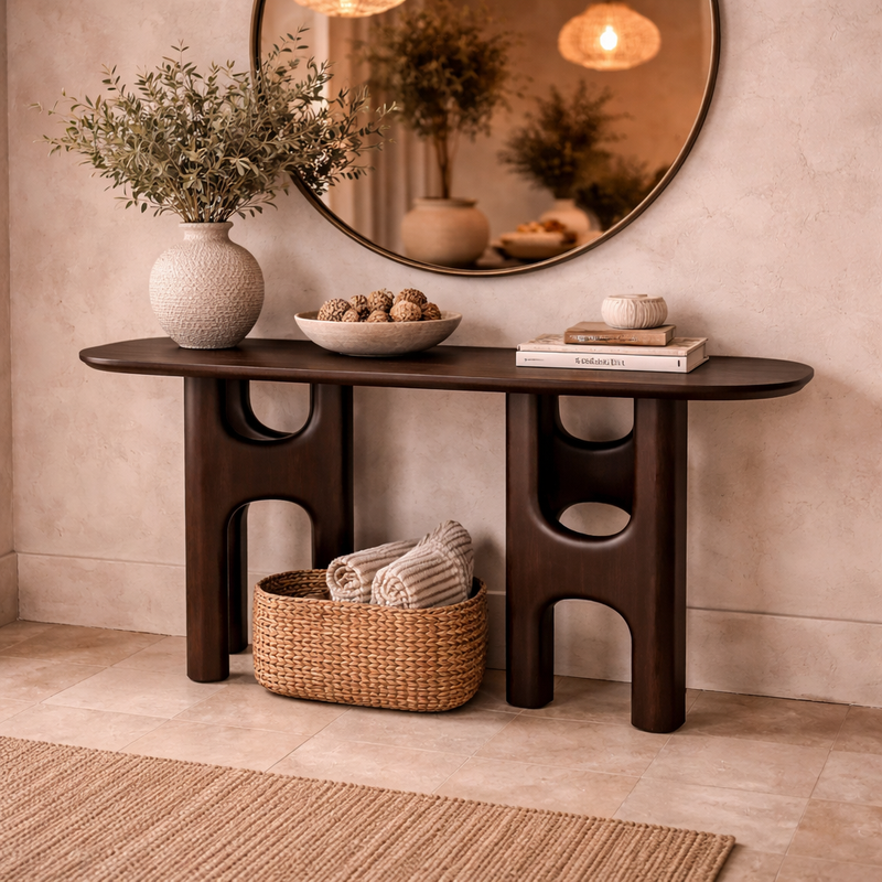 Brown Mahogany Console Table | Ethnicraft Flow | Oroa Trade