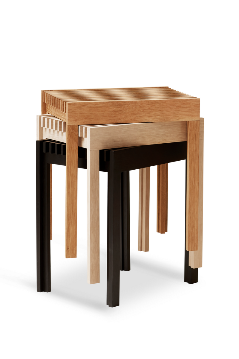 Black Oak Slatted Stool | Form & Refine Lightweight | Oroatrade.com