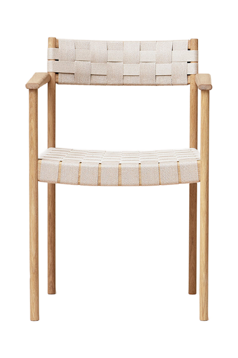 White Oak Linen Webbing Armchair | Form & Refine Motif | Oroatrade.com