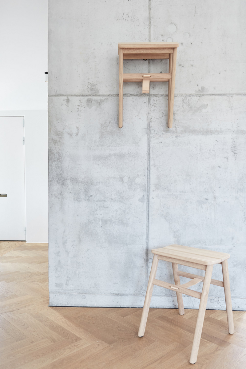 White Oak Foldable Stool | Form & Refine Angle | Oroatrade.com