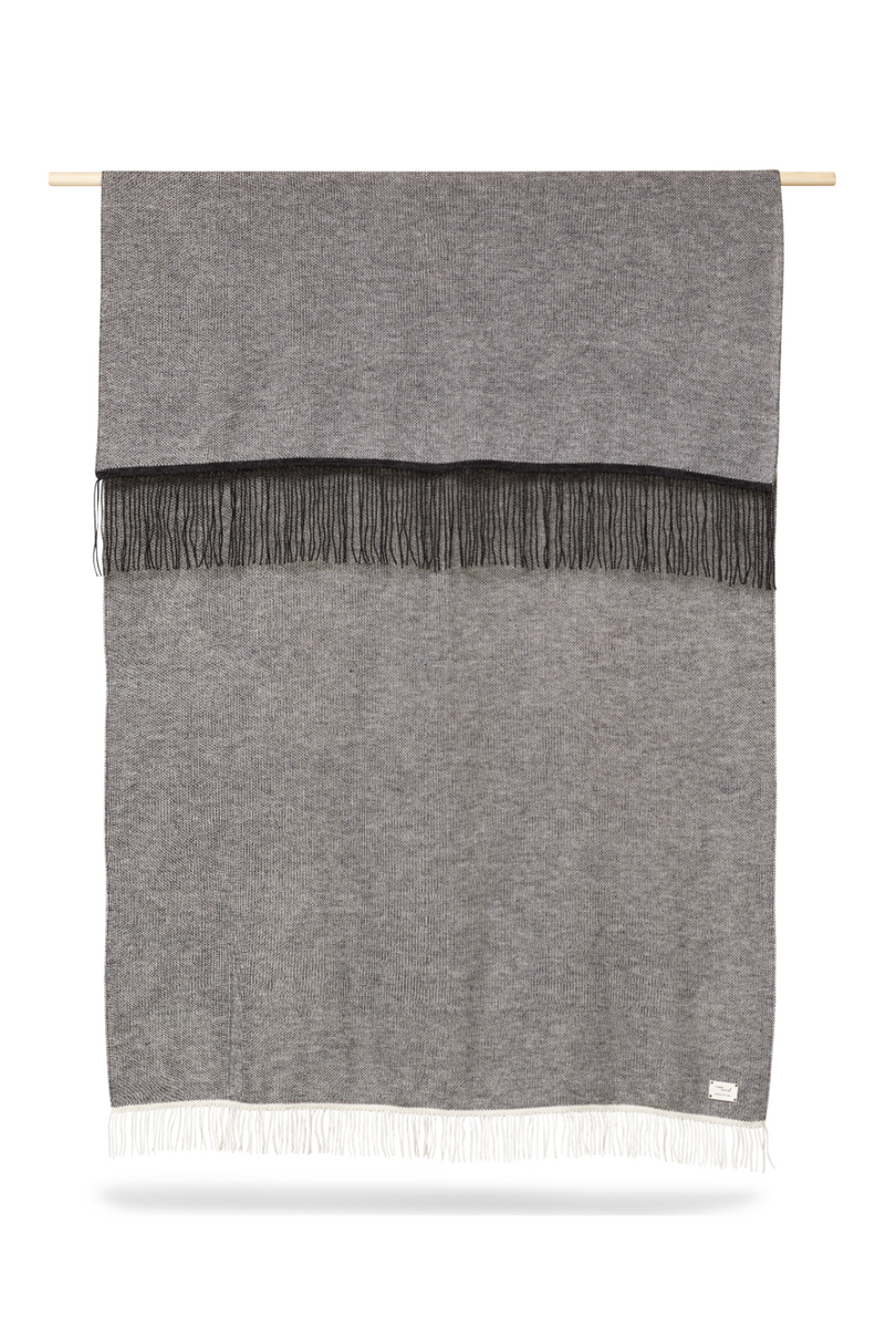 Gray Fringed Wool Plaid | Form & Refine Aymara | Oroatrade.com