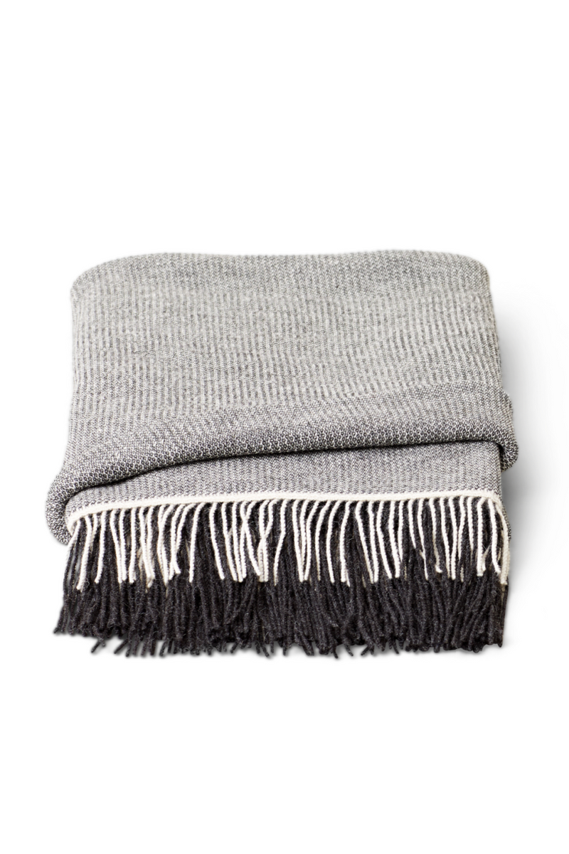 Gray Fringed Wool Plaid | Form & Refine Aymara | Oroatrade.com