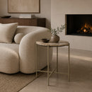 Round Beige Marble Side Table | DF Tooz