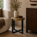 Hospitality furniture - Round Wooden Fluted Side Table - www.oroatrade.com