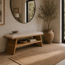 Contract furniture - Cotton Seat Teak Bench - www.oroatrade.com