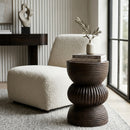 Hospitality furniture - Brown Wooden Fluted Side Table - www.oroatrade.com