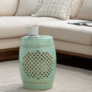 Contract furniture - Green Quatrefoil Fretwork Garden Stool - www.oroatrade.com