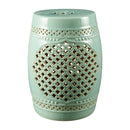 Contract furniture - Green Quatrefoil Fretwork Garden Stool - www.oroatrade.com