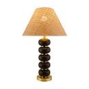 Modern European furniture - Black Wooden Seagrass Table Lamp - www.oroatrade.com