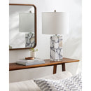 Modern European furniture - White Marble Accent Table Lamp - www.oroatrade.com