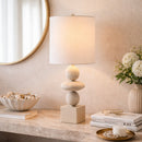 Hospitality furniture - Geometric Stacked Linen Table Lamp - www.oroatrade.com