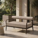 Modern European furniture - Black Aluminum Outdoor Loveseat - www.oroatrade.com
