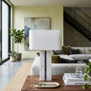 Modern European furniture - Marble White Linen Table Lamp - www.oroatrade.com