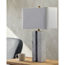 Modern European furniture - Marble White Linen Table Lamp - www.oroatrade.com