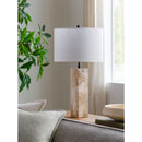 Contract furniture - Travertine Cream Linen Table Lamp - www.oroatrade.com