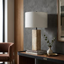 Contract furniture - Travertine Cream Linen Table Lamp - www.oroatrade.com