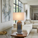 Modern European furniture - Gray Marble Accent Table Lamp - www.oroatrade.com