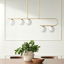 Hospitality furniture - White Glass 5-Light Linear Chandelier - www.oroatrade.com