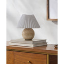 Hospitality furniture - Pleated Linen Travertine Table Lamp - www.oroatrade.com