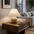 Hospitality furniture - Pleated Linen Travertine Table Lamp - www.oroatrade.com
