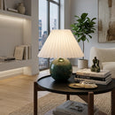 Hospitality furniture - Pleated Linen Travertine Table Lamp - www.oroatrade.com