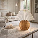 Modern European furniture - Pleated Shade Rattan Table Lamp - www.oroatrade.com