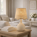 Hospitality furniture - Wavy-Edge Rattan Ceramic Table Lamp - www.oroatrade.com