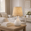 Hospitality furniture - Wavy-Edge Rattan Ceramic Table Lamp - www.oroatrade.com