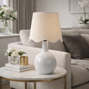 Hospitality furniture - Wavy-Edge Rattan Ceramic Table Lamp - www.oroatrade.com