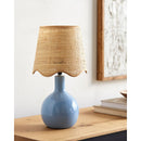 Hospitality furniture - Wavy-Edge Rattan Ceramic Table Lamp - www.oroatrade.com