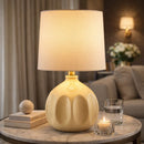 Hospitality furniture - Linen Carved Ceramic Table Lamp - www.oroatrade.com
