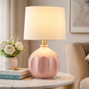 Hospitality furniture - Linen Carved Ceramic Table Lamp - www.oroatrade.com
