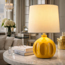 Hospitality furniture - Linen Carved Ceramic Table Lamp - www.oroatrade.com