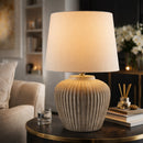 Contract furniture - Carved Gray Ceramic Table Lamp - www.oroatrade.com