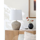 Contract furniture - Carved Gray Ceramic Table Lamp - www.oroatrade.com