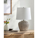 Contract furniture - Carved Gray Ceramic Table Lamp - www.oroatrade.com