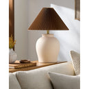 Modern European furniture - Brown Pleated Linen Table Lamp - www.oroatrade.com
