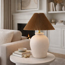 Modern European furniture - Brown Pleated Linen Table Lamp - www.oroatrade.com