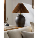 Modern European furniture - Brown Pleated Linen Table Lamp - www.oroatrade.com