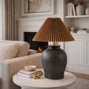 Modern European furniture - Brown Pleated Linen Table Lamp - www.oroatrade.com