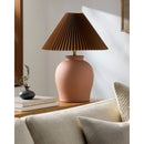 Modern European furniture - Brown Pleated Linen Table Lamp - www.oroatrade.com